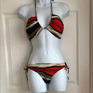 Vince Camuto Red and Black Halter Bikini